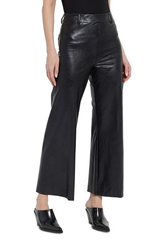 High Waist Faux Leather Wide Leg Pants