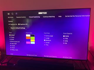 Accessibility on HBO Max on Android TV