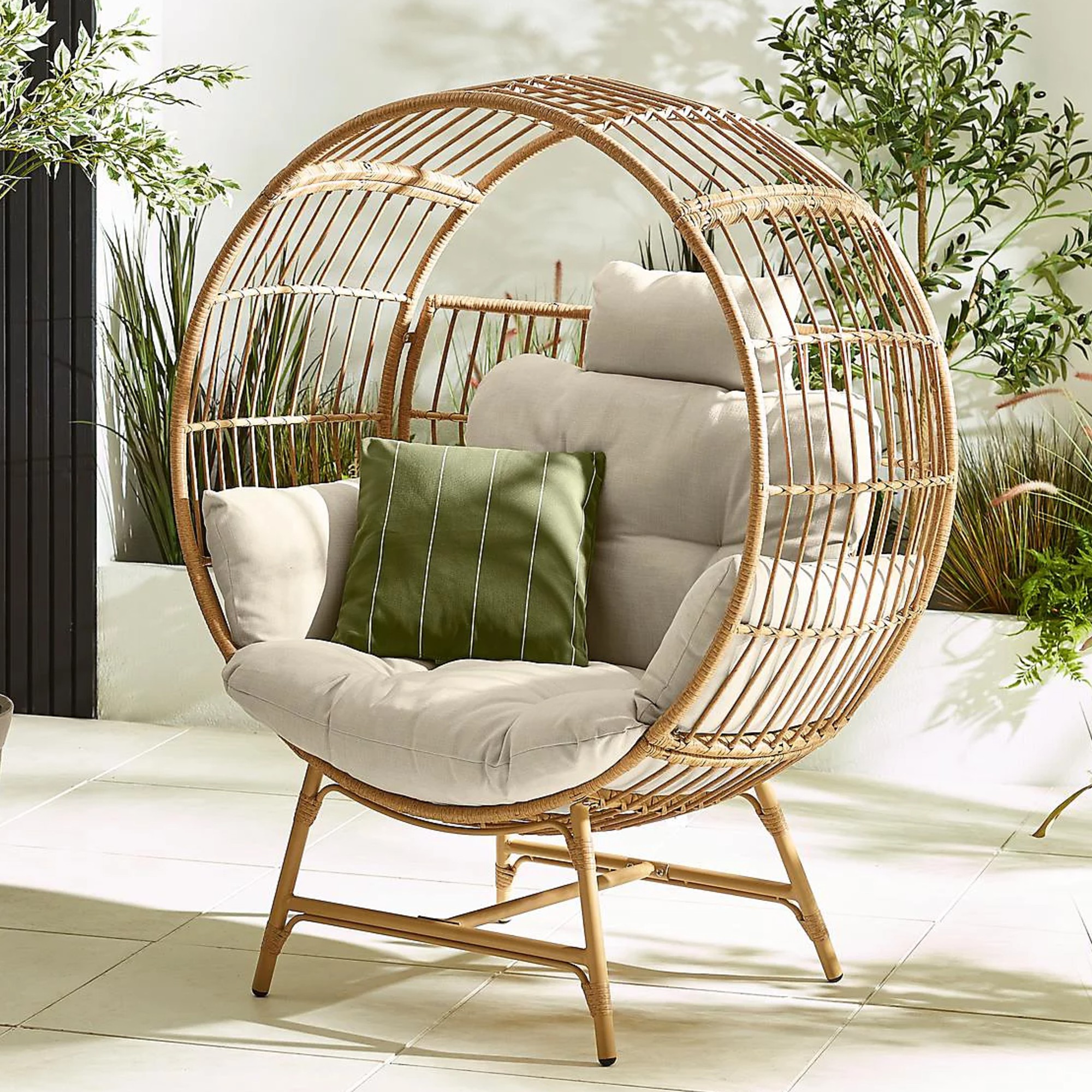 Furniturebox Boca Beige Rattan Egg Chair