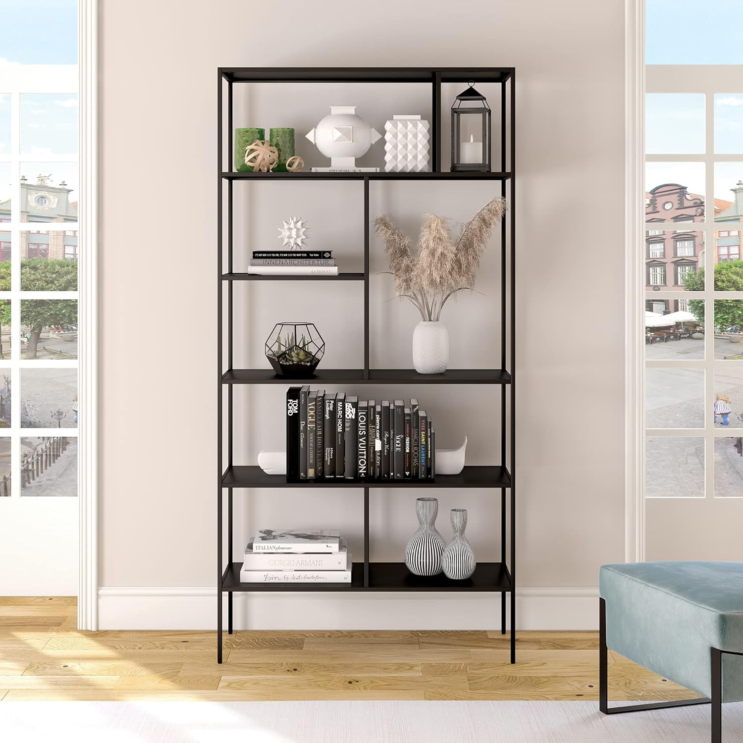 black etagere bookshelf