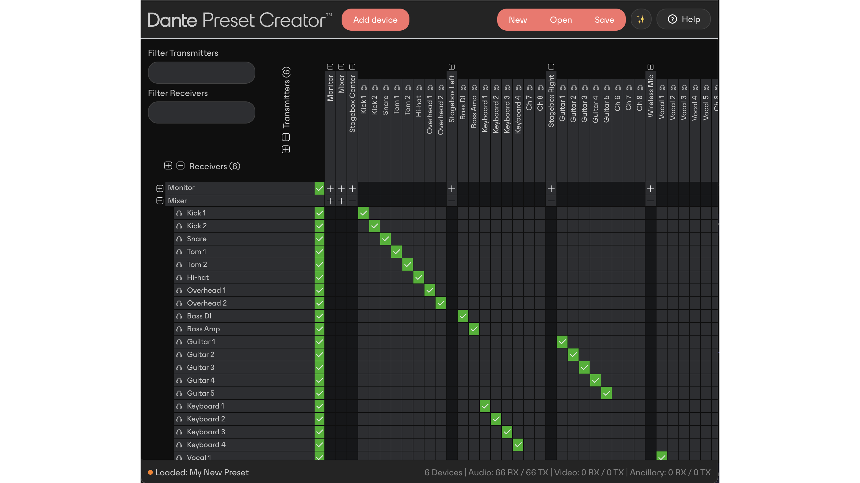 Audinate's Dante Preset Creator.