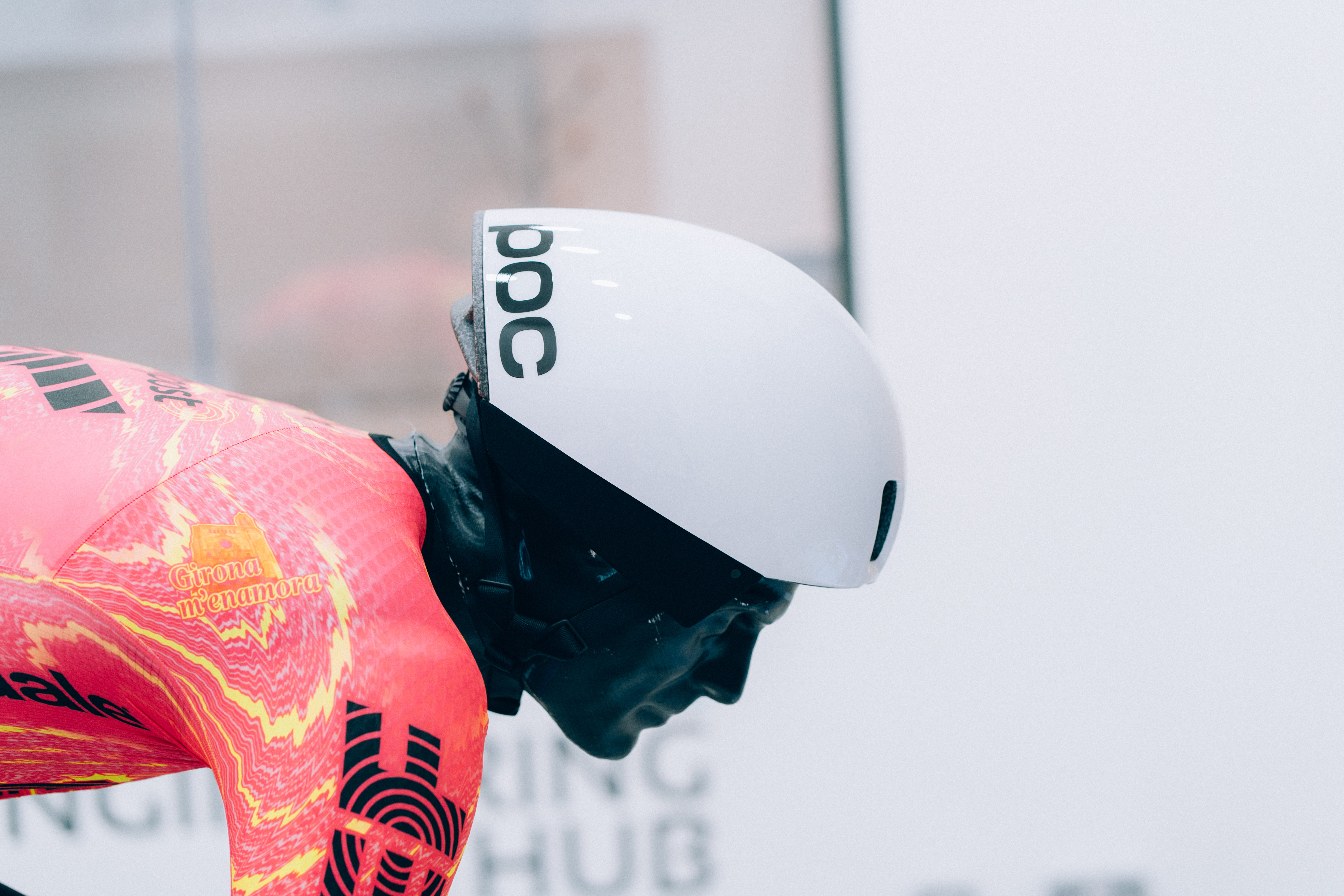 A close up of helmets being tested in the wind tunnel