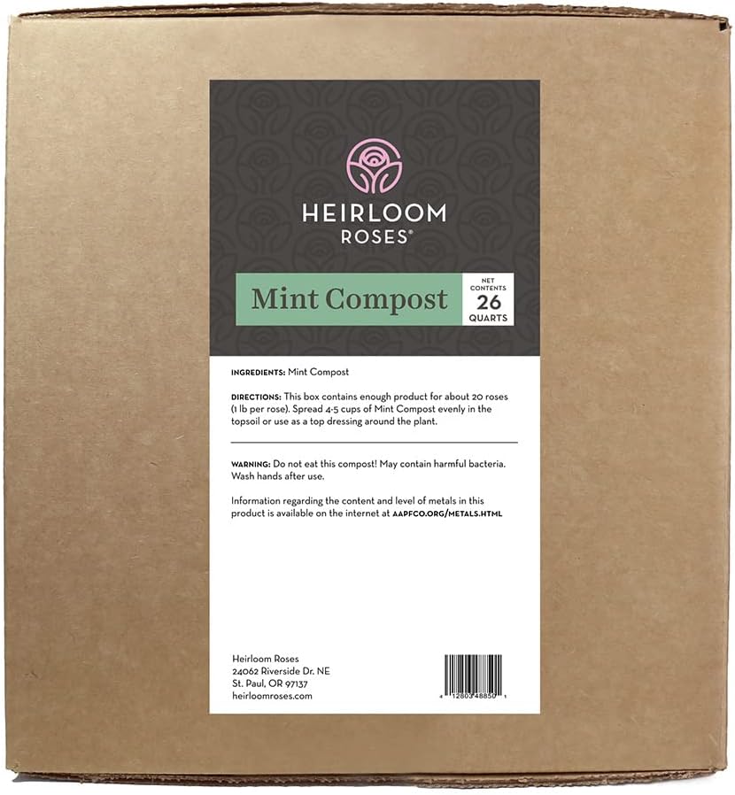 Heirloom Roses Mint Compost - Top Soil Amendment for Rose Planting, Rich in Micronutrients and Nitrogen for Garden Vegetables and Flowers