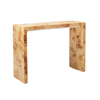 Burled wood console table
