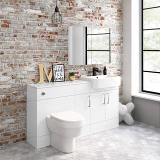 high glodd white bathroom storage with cupboard space under sink
