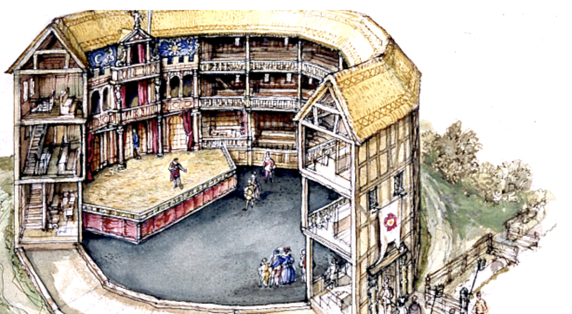 a pen and ink painted image of the original Rose Playhouse