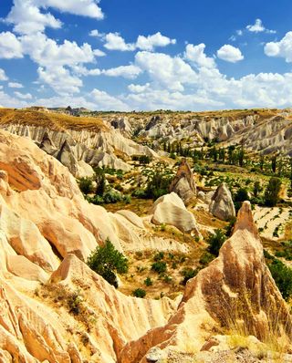 Magnificent rock landscape in Cappadocia, Turkey.