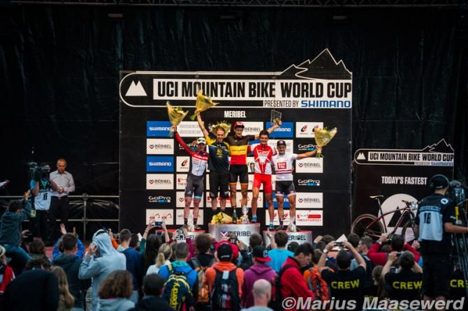 Men's podium: Soto, Gegenheimer, Mels, Miquel, Federspiel