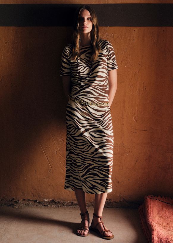 Lara Dress - Brown Zebra Print - Recycled Cotton - S&amp;eacute;zane