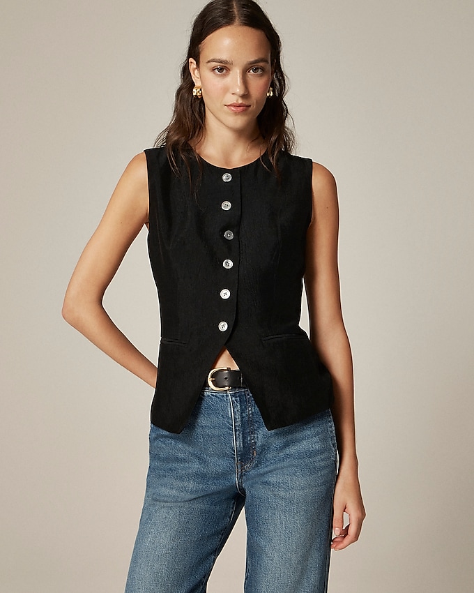 Necessary cut vest tops in textured satin
