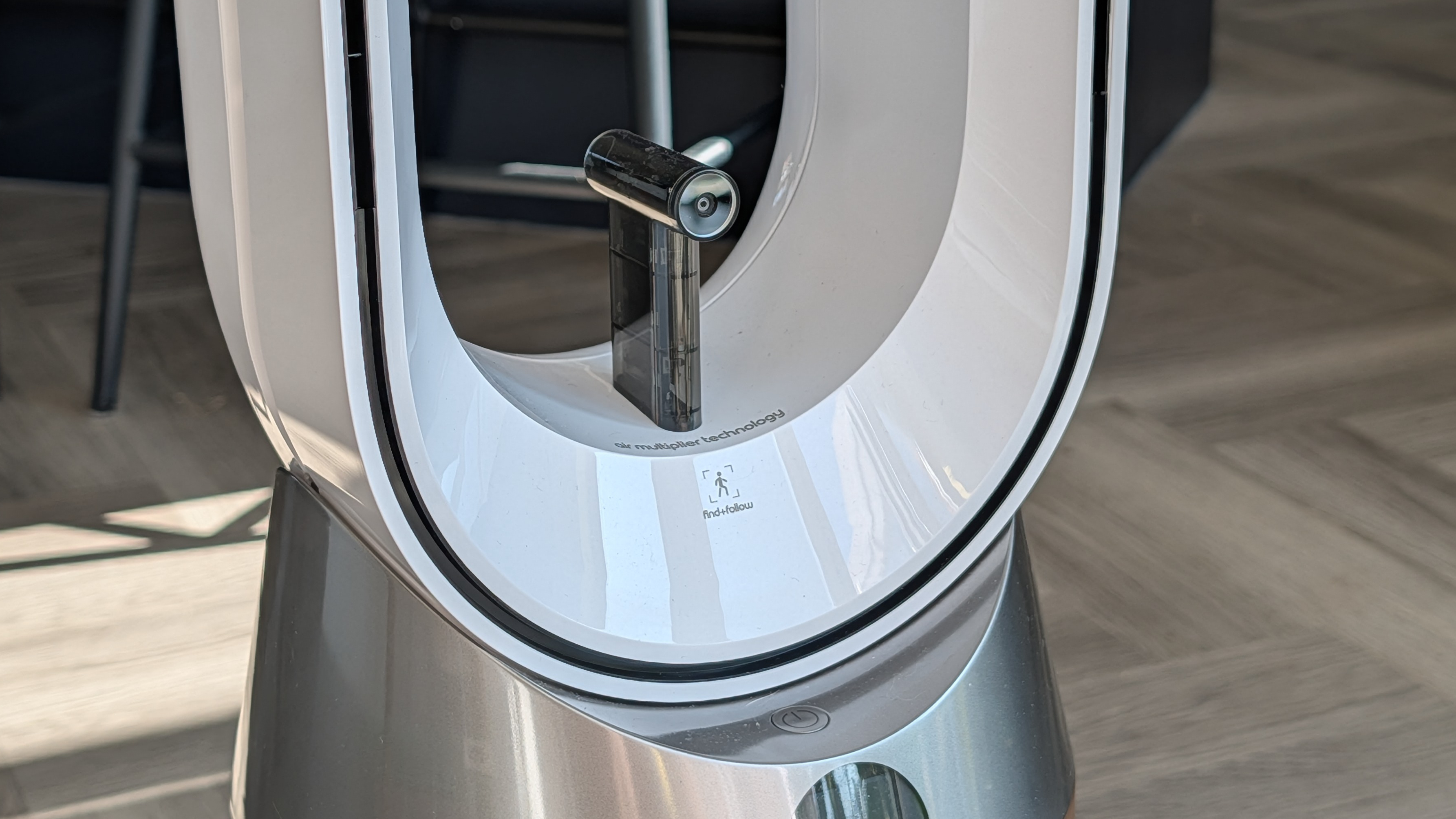 A closeup of the Dyson Find+Follow Purifier Cool's Find+Follow camera.