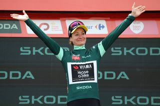 Marianne Vos wears green jersey at the 2024 Vuelta Femenina