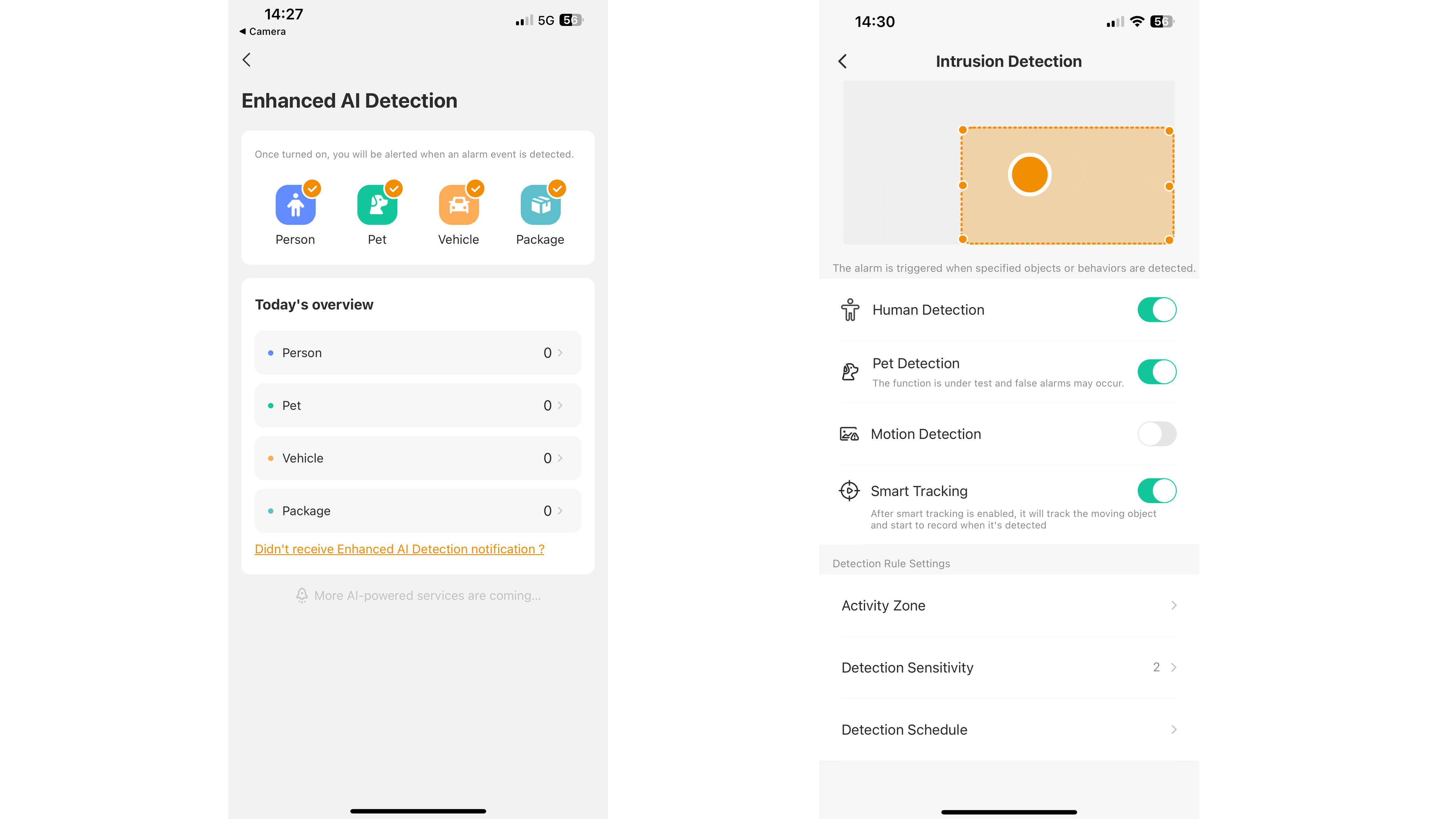 App controls for IMOU Rex security camera