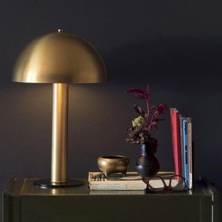 A gold mushroom inspired lamp