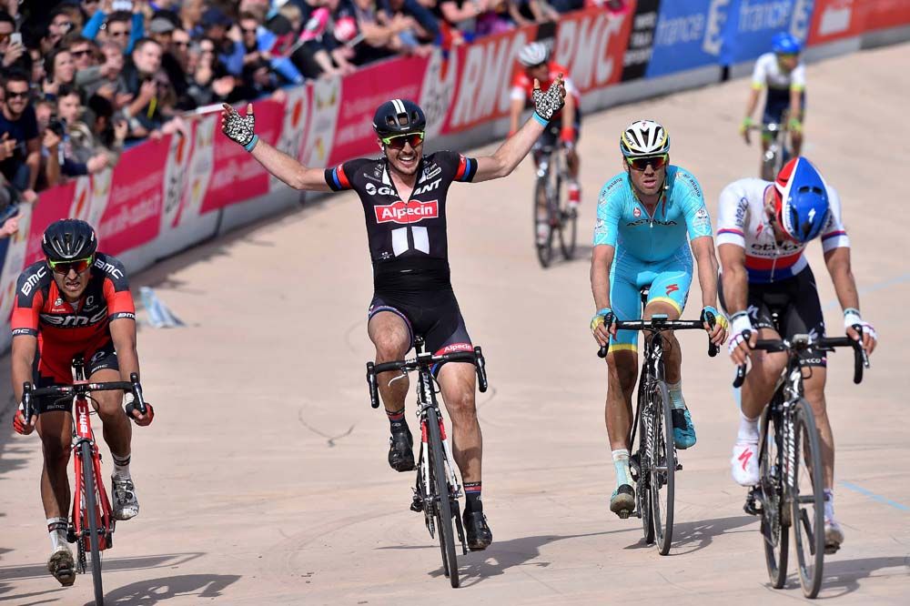 John Degenkolb (Giant-Alpecin) celebrates his second win in a cycling monument