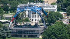 A structure being built for the UFC fight on the White House South Lawn