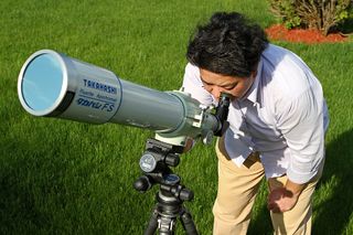 Never look at the sun directly with your naked eyes or through telescopes, binoculars, telephoto lenses, or cameras without the proper solar filters.