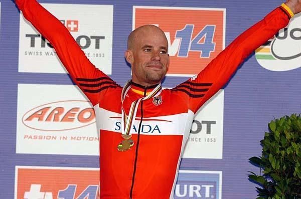 A thrilled Schumacher after taking third in the 2007 World Championships,