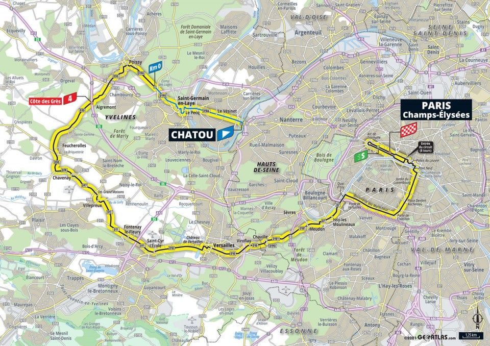 Tour de France 2021 stage 21 profile map