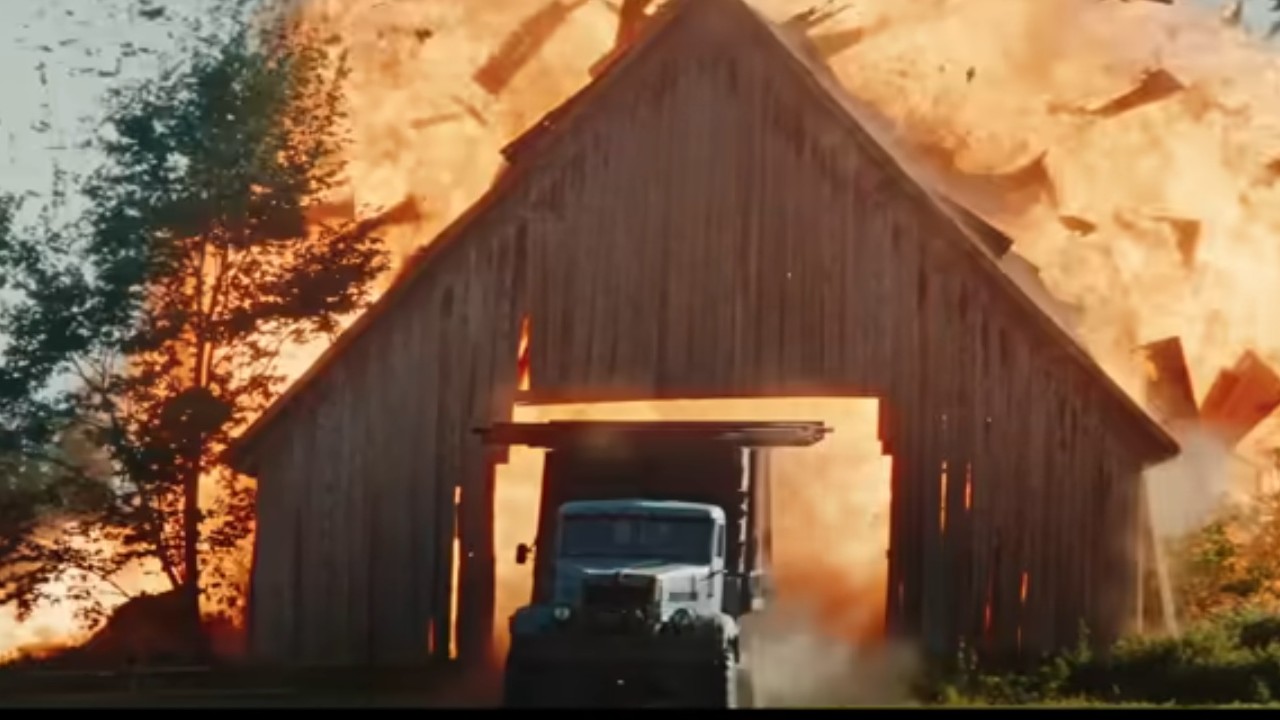 A barn exploding in Sisu: Road to Revenge