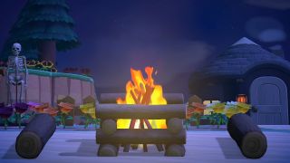 Animal Crossing: Outdoor dining with bonfire