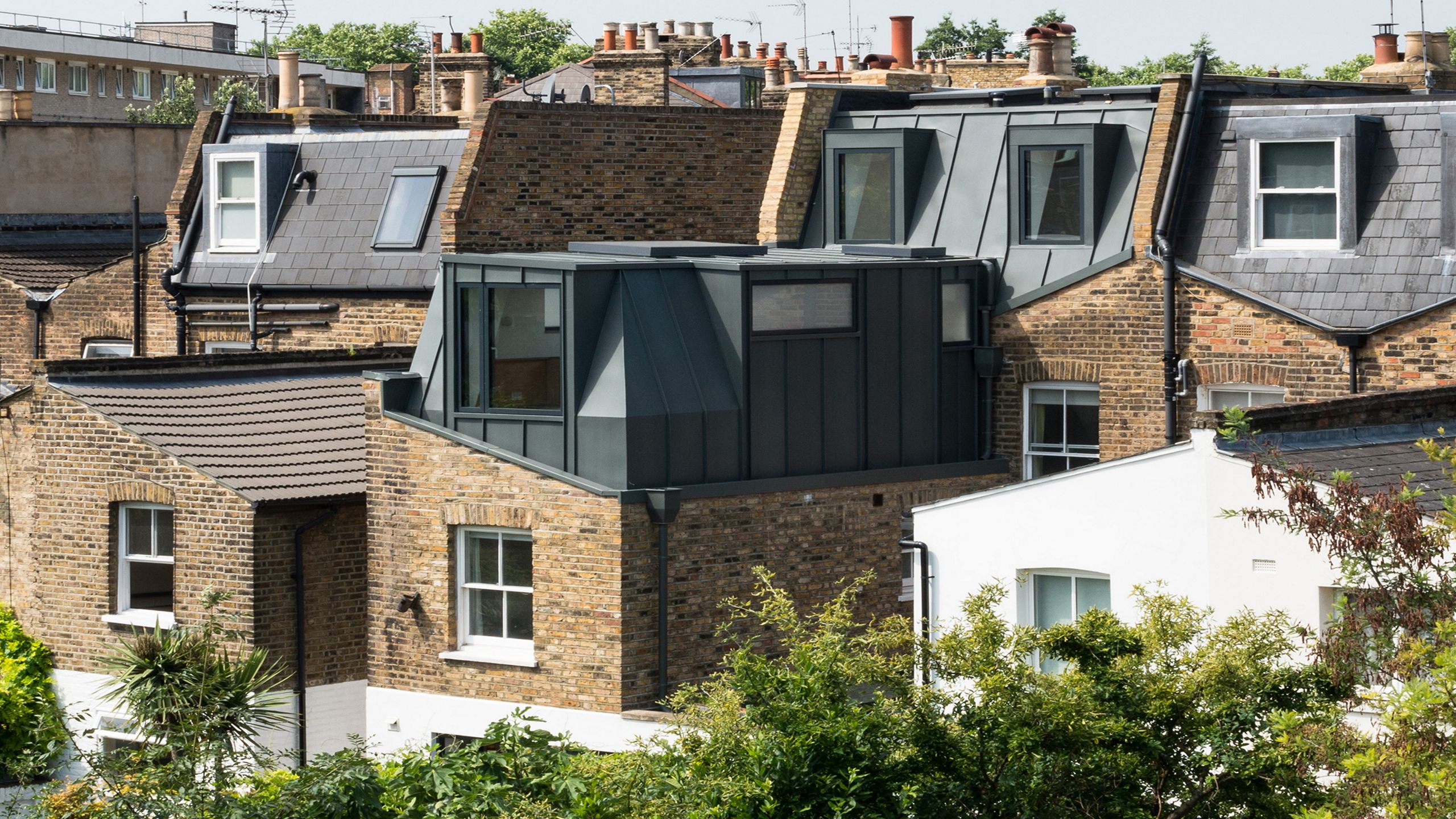 Mansard roof on London townhouse