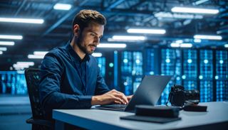 AI generated image of a photographer in a data center