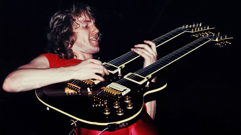 Canadian Heavy Metal musician Rik Emmett, of the group Triumph, performs onstage at the Aragon Ballroom, Chicago, Illinois, May 30, 1980. 