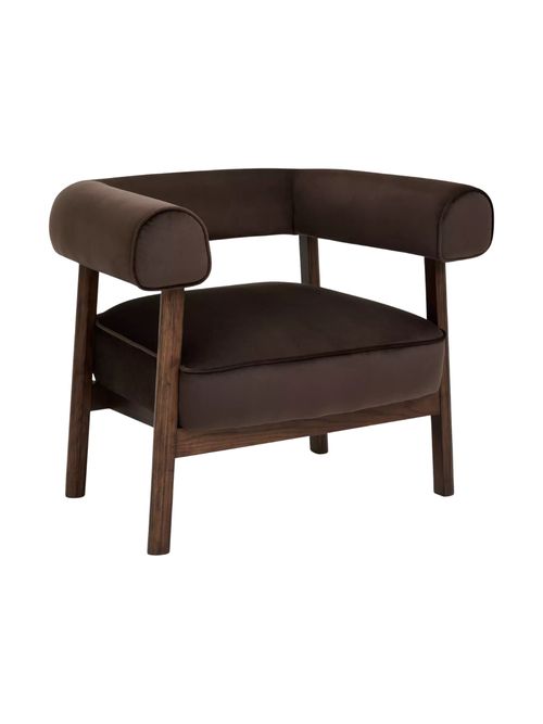 Elio Velvet Chair - Brown