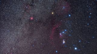 The red giant star Betelgeuse forms the left shoulder of the constellation Orion.