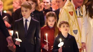 Prince George of Wales, Princess Charlotte of Wales and Prince Louis of Wales attend The "Together At Christmas" Carol Service