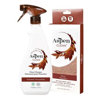 AspenClean white and brown floor cleaner set