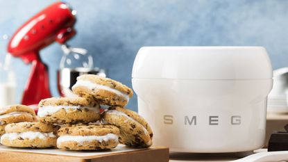 Smeg ice cream maker beside ice cream cookies