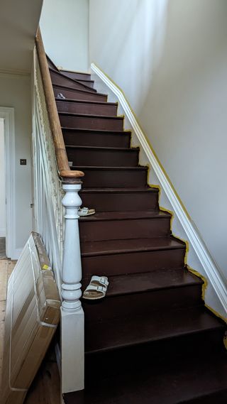 dark brown painted stairs