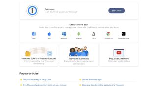 1Password's support page online
