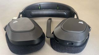 Corsair HS80 RGB Wireless headset on desk