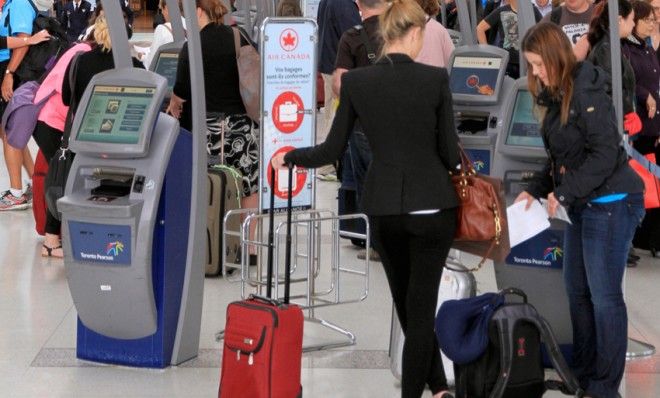 Waiting in line at the airport