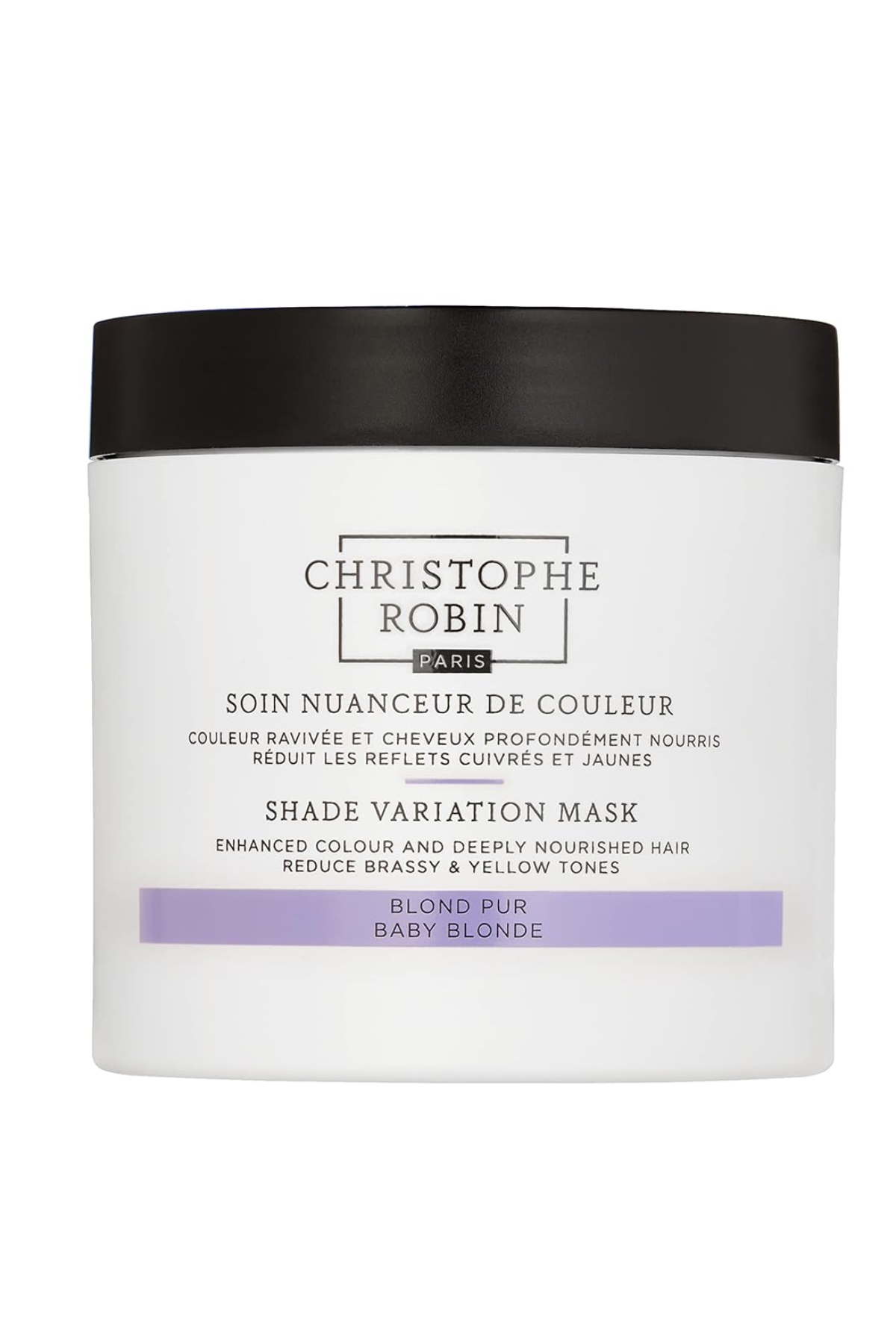Christophe Robin Shade Variation Mask - Purple Hair Treatment for Neutralizing Brassy and Yellow Tones - Baby Blonde 250ml