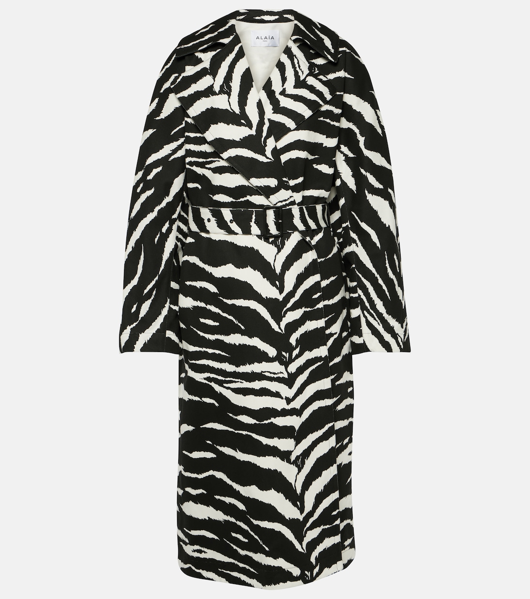 Zebra-Print Denim Trench Coat in Multicoloured - Alaia
