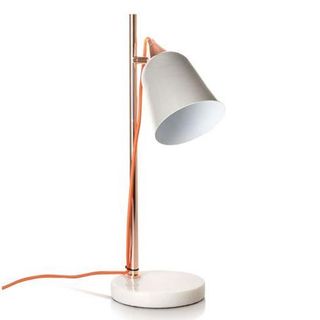 Grey Table Lamp With Marble Base and copper cord