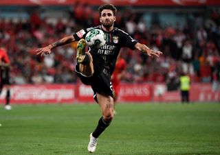 Rafa Silva controls the ball during the Portuguese league football match between Gil Vicente FC and SL Benfica at the Cidade de Barcelos stadium in Barcelos on August 26, 2023.