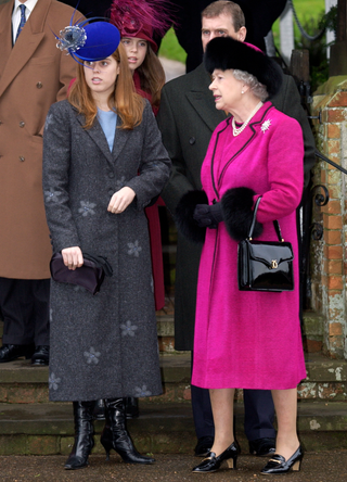 Queen Elizabeth II Chatting With Her Grand-daughters Princess Beatrice And Princess Eugenie in 2002