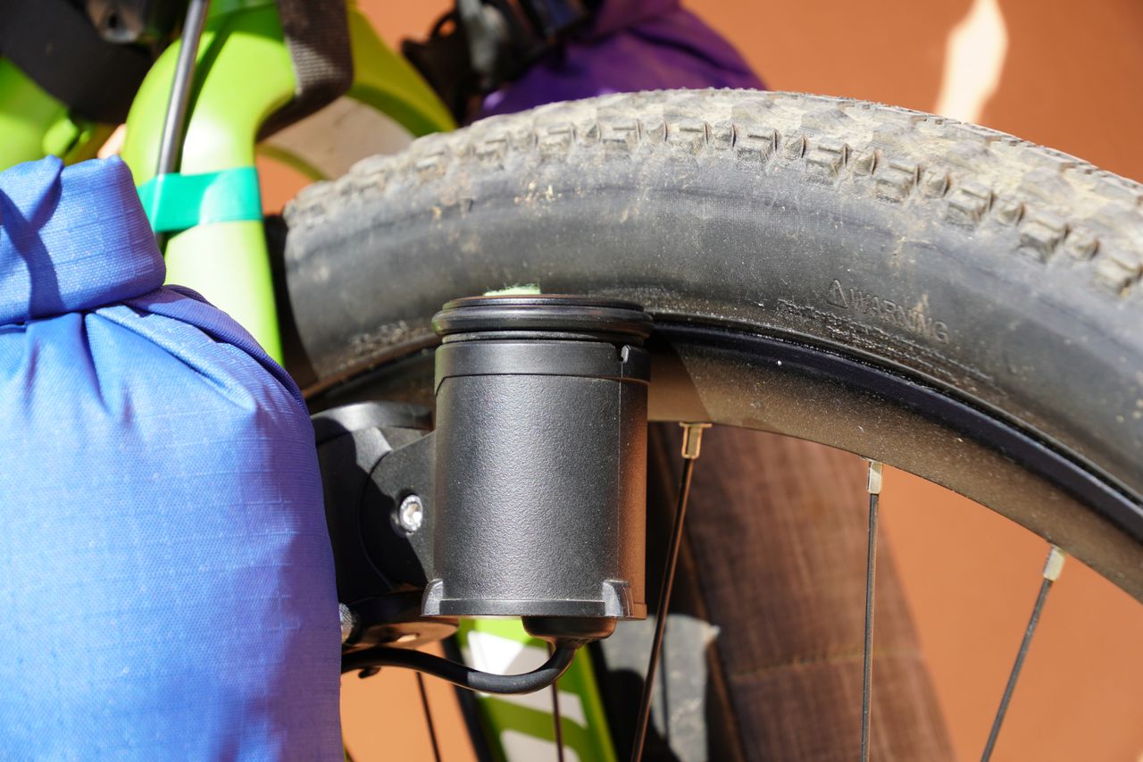 Image shows the tech specs of one of the bikes being ridden at the 2023 Atlas Mountain Race