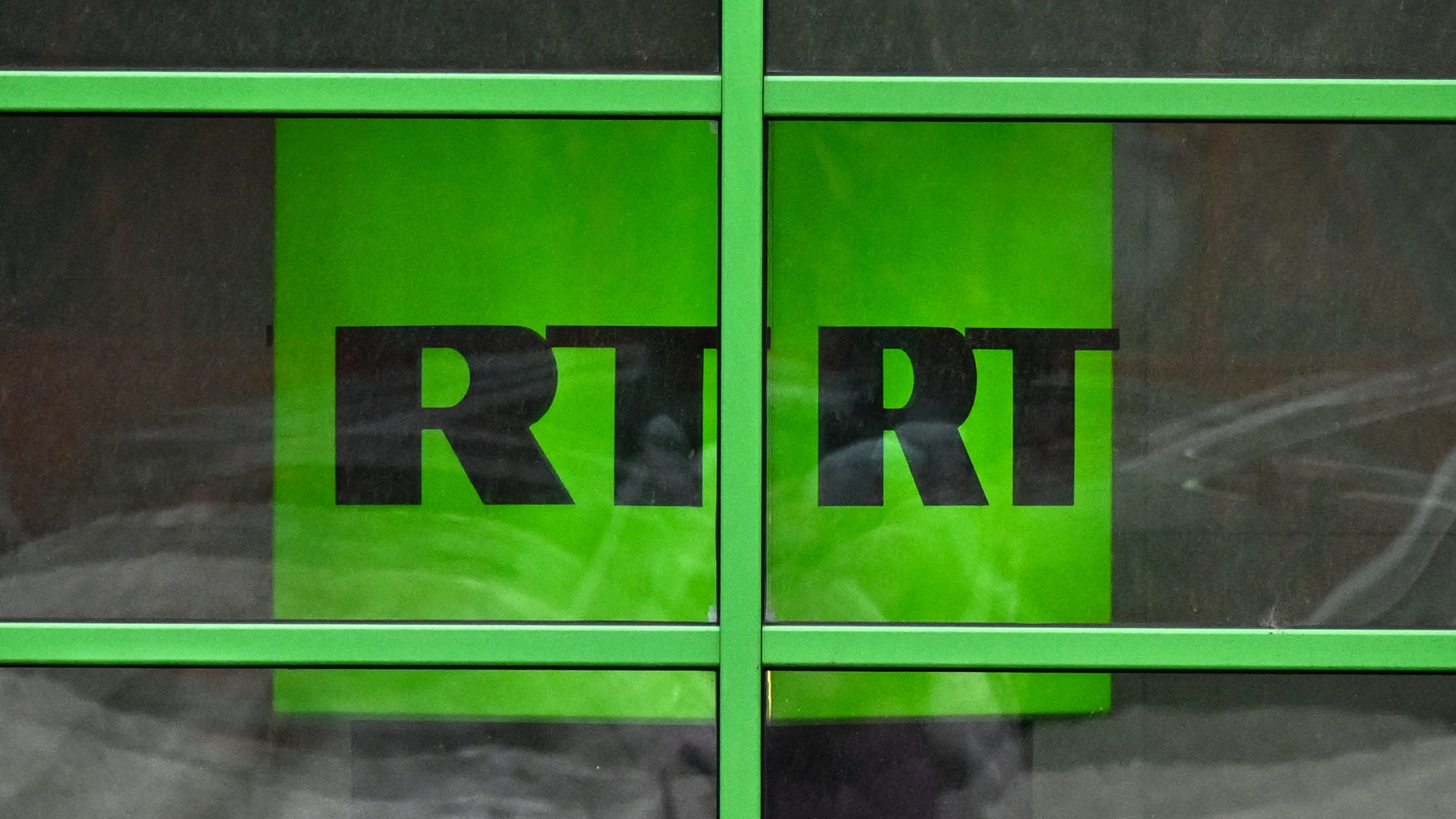 The logo of RT (Russia Today) on display at the companys headquarters in Moscow