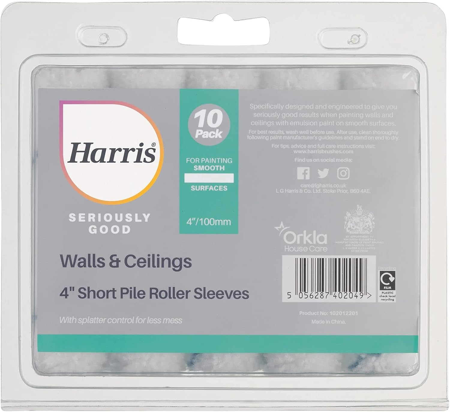 Harris - 102012201 - Seriously Good Walls &amp;amp; Ceilings Short Pile Sleeve - 4" Pack 10
