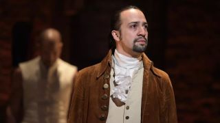 Lin-Manuel Miranda as Hamilton in the live stage recording of Hamilton for Disney Plus.