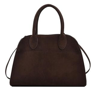 Suede Tote Bag for Women, Women's Suede Purse Vintage Top Handle Bag, Fashion Retro Shoulder Satchel Work Leather Bag (coffee Small)