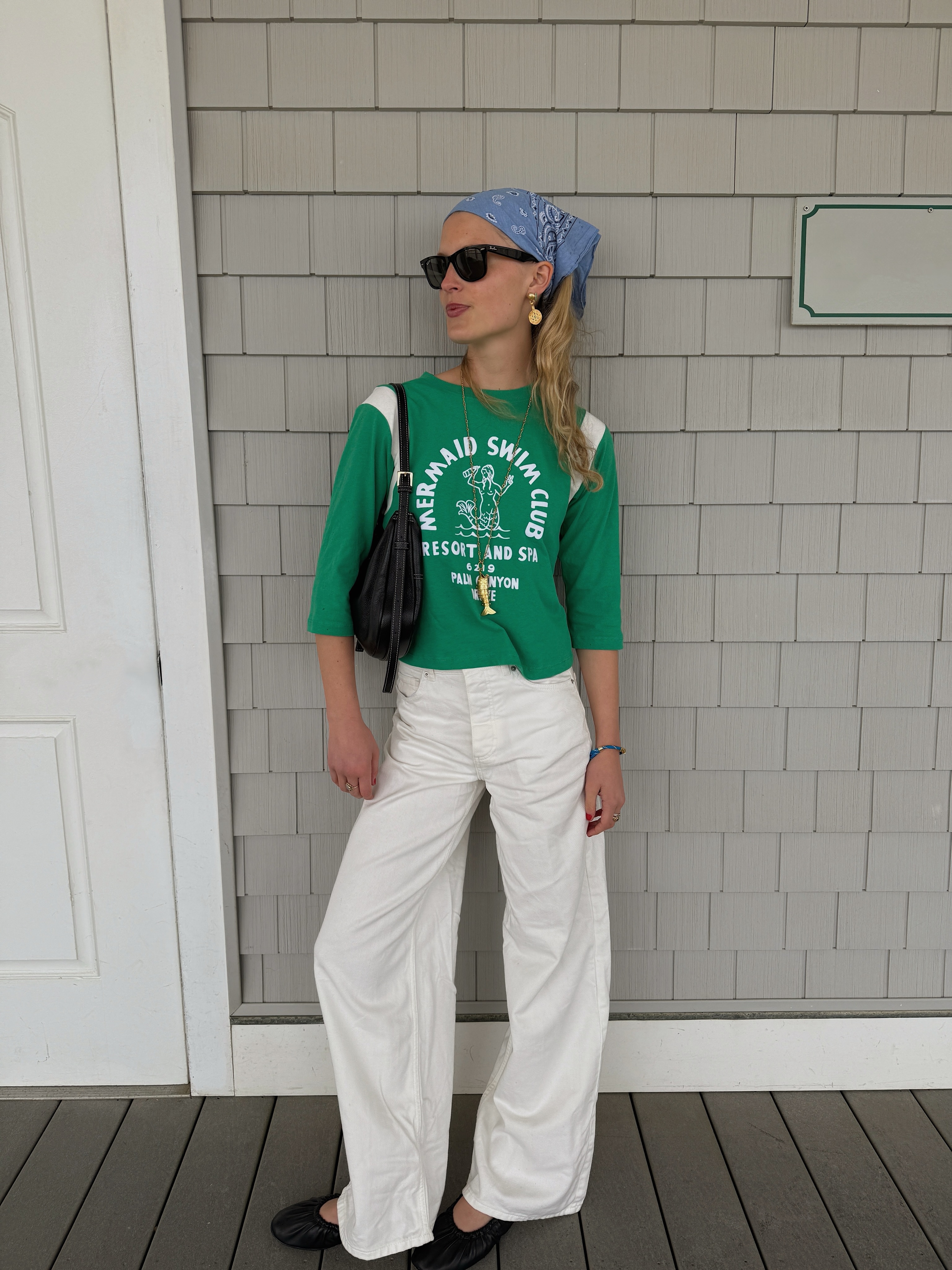 An image of a woman wearing summer ballet flats outfit idea 2026