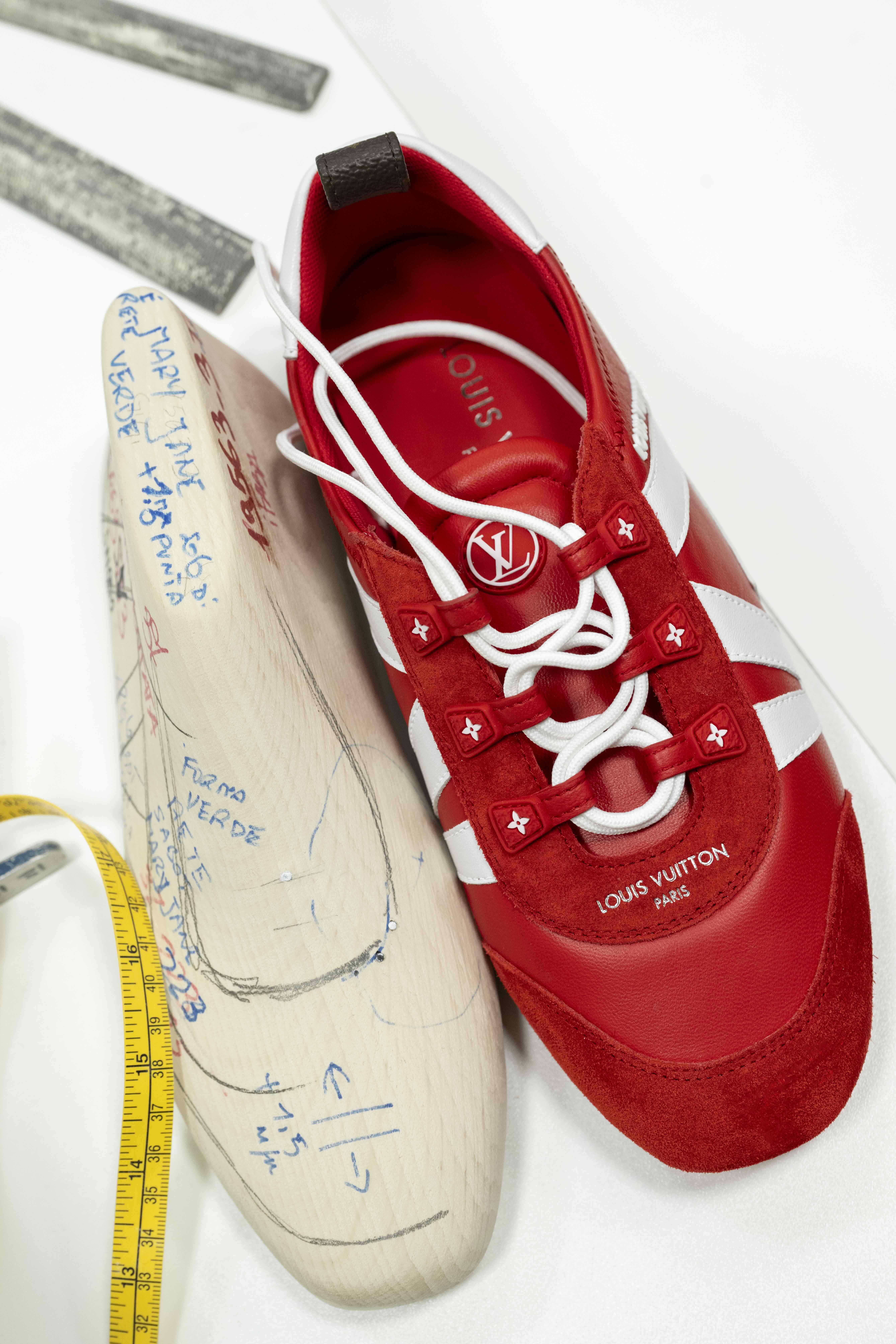 photos from the making of Louis Vuitton's sneakerina shoe