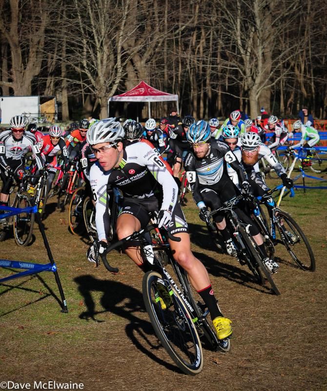 Curtis White (Cyclocrossworld.com) near the front at the start
